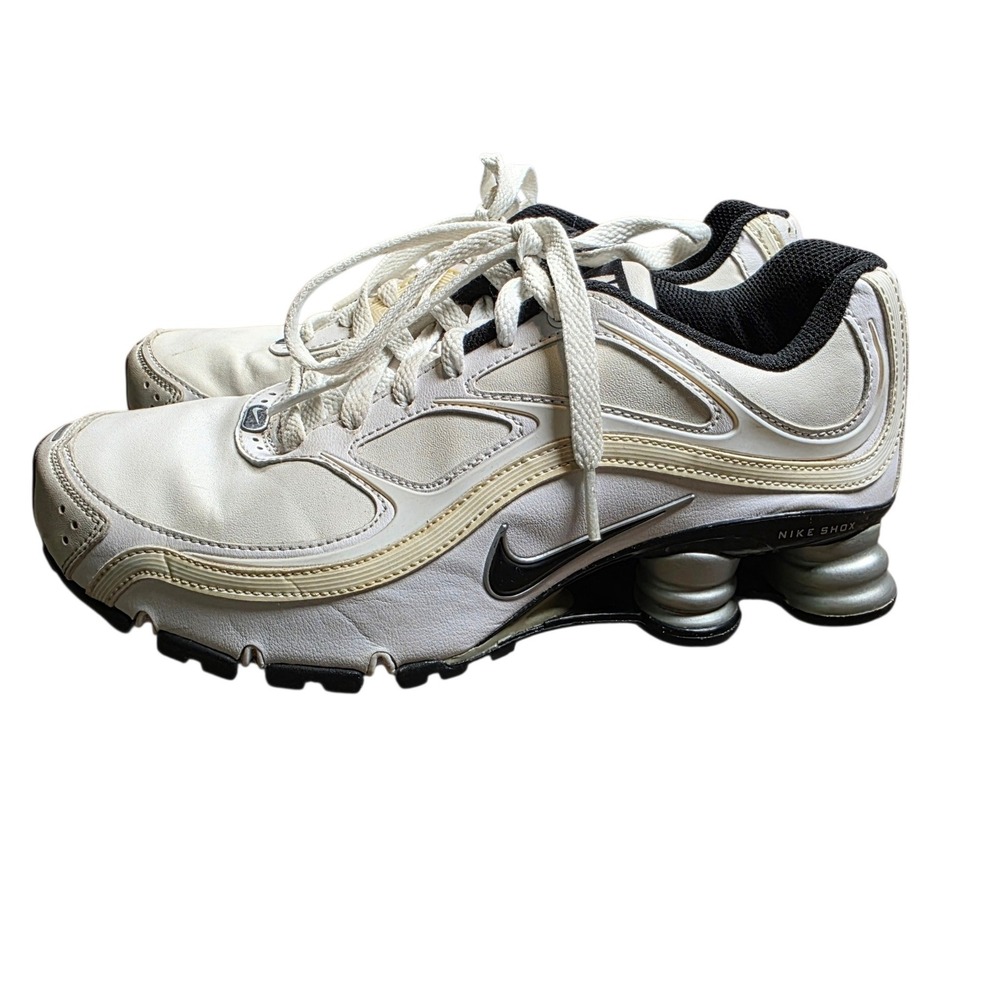 Nike Shox Mens 6.5 White Black Silver Running Shoes 375423-101 2009 Vintage